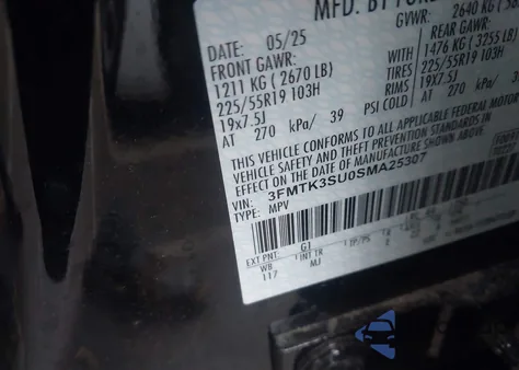 2025 Ford Mustang Mach-E Premium from USA, damaged, VIN 3FMTK3SU0SMA25307